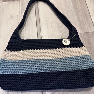 The Sak Crochet Shoulder Bag - Black, Cream, Blue